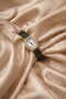 Retros Water-Resistant Women's Wristwatch - Vintage Oval Case Gold Detailed Khaki Leather Strap Stone Watch - 3