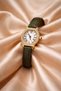 Retros Water-Resistant Women's Wristwatch - Vintage Oval Case Gold Detailed Khaki Leather Strap Stone Watch - 2