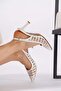 Loles Kapartma Drawstring Mesh Open Back Women's Heeled Shoes White Patent Leather - 4