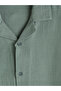 Petrol Regular Fit Resort Collar Muslin Men's Shirt - 3