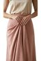 Women's Pink Color Suede High Waist Flared Long Skirt - 3