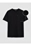 Lcw Comfortblack Crew Neck Women's T-Shirt with Floral Appliqué