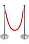 2 pack Crowd Ropes And Stands Steel Restaurant And Mall, Supermarket Red Silver
