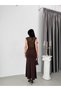 Brown Degaje Collar Lace Detailed Long Dress - 7