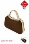 Coffee-Colored Evening Dress Bag Gold Shiny Color with Handle and Stones Women's Evening Dress Bag Wedding Engagement Party Bag - 2
