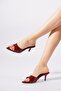 Teylar Pointed Toe Flat Low Heeled Women's Classic Slippers Burgundy Patent Leather - 3