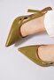 Derner women's heeled shoes with laser-cut side window detail - khaki - 5