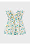 Flower Printed Dress for Ages 4-10 - Green - 3