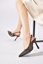Tesdever Women's Heeled Evening Dress Shoes with Open Back Stones, Brown Satin - 2