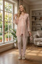 New Season Powder Maternity Summer Stylish Lace Detailed Buttoned Short Sleeve Dressing Gown Pajama Set - 7