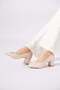 Deyas pointed toe buckled women's classic heeled shoes - beige leather