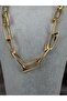 Stylish Gold Steel Necklace – Large Ring Chain Model Women's Accessory - 2