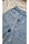 Girl's Daisy Embroidered Light Blue Wide Leg Denim Trousers - 2