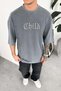 Gray Child Embroidery Detail Oversize T-Shirt - 2