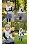 Lady Gold 6285 Girls' Houndstooth Vest Pleated Skirt and Plain Sweater 3-Piece Set 2-3-4-5-6-7-8-9 Years Old - 3