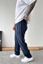 Navy Blue Modal Fabric Baggy Pants - 3