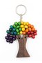 Natural Walnut Wood Tree of Life Symbol Rainbow Colorful Beaded Handmade Keychain Gift Ornament - 2