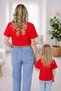 Mother Unisex Kids Combination Oversize T-Shirt Twin T-Shirt Mother Child Turkish Flag Printed (Single Price) - 3