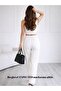 Women's White Seersucker Fabric Wide Leg Pocketless Stretchy Pants Summer Thin Fabric Comfortable Sweatpants - 3