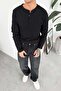 Black Muslin Fabric Buttoned Collar Relaxed Long Sleeve T-Shirt