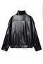 Viral Oversized Women's Leather Jacket High Collar Black Urban Style Women's Leather Jacket - 7