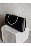 Black Color Imported Luxury K Velvet Chain Metal S Strappy Crystal Stone Women's Evening Dress Bag - 4