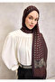 Floş Viscose Organic Shawl with Burgundy Rope Pattern and Tok Duruşlu Design 75X195 - 2