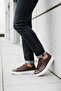 Men's Brown Leather Textured White Thick Sole Guaranteed Lace-Up Casual Sneaker Sports Shoes - 2