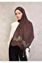 Floş Viscose Organic Shawl with Burgundy Rope Pattern and Tok Duruşlu Design 75X195