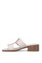 D26Yt-6110 Women's Genuine Leather Heeled Slippers Cream - 3