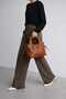 Women's Drawstring Detailed Hand Shoulder Bag Adjustable Strap Crossbody Bag Brown Color - 8