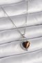 Stylish 316L Steel Silver Color Chain Lock Heart Amber Bead Model Women's Necklace Teachers Mothers Love