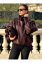Viral Oversized Women's Leather Jacket High Collar Black Urban Style Women's Leather Jacket - 4