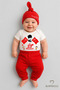 İlk 23 April Bayramı Baby Seti Atatürk Printed 100% Cotton Short Sleeve Body Pants Hat Set