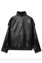 Viral Oversized Women's Leather Jacket High Collar Black Urban Style Women's Leather Jacket - 5