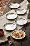Sultan 6 Pieces Kelle Paça Plate 19 cm Silver Round Serving Presentation Dinner Plate Steel Soup Bowl