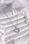 Stylish 316L Steel Silver Color Chain with Zircon Stone Detail Curved Ring Model Women's Necklace for Teachers and Mothers - 2