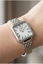 Square Case Women's Wristwatch |   22 mm Steel Case, Silver Steel Band, Dial - 4