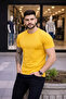 Men's Yellow Crew Neck Slim Fit Lycra Casual Basic Body T-Shirt - 3