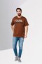 Men Crew Neck Short Sleeve Brand Logo T-Shirt, Brown - 4