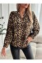 Patterned Women's Elegant Touch Long Sleeve V-Neck Modal Leopard Blouse - 4