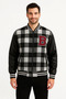 Faux Leather Women's Gray Lined Lumberjack College Jacket