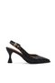 Women's Black Knitted Patterned Pointed Toe Buckle Heeled Shoes Special Design Heel Daily & Office