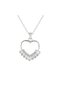 Zircon Stone Heart Necklace Women's Stainless Steel Shiny Stone Stylish Elegant Necklace