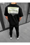 Printed Unisex Minimalist Drawing Black Cotton Oversize T-Shirt