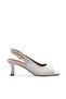 Women's White Knitted Patterned Buckle Thick Heeled Sandals Special Design Heel Stylish Office & Daily Shoes - 4