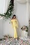 Yellow Madonna Collar Lined Premium Lace Dress - 3