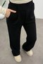 Women's Black High Waist Palazzo Pants with Wide Legs and Velcro Detail - 3