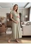 New Season Green Summer Lace Detailed Double Breasted Design Short Sleeve Maternity Nightgown - 3