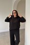 Premium Knitted Two-Piece Suit with Hood - Black - 3